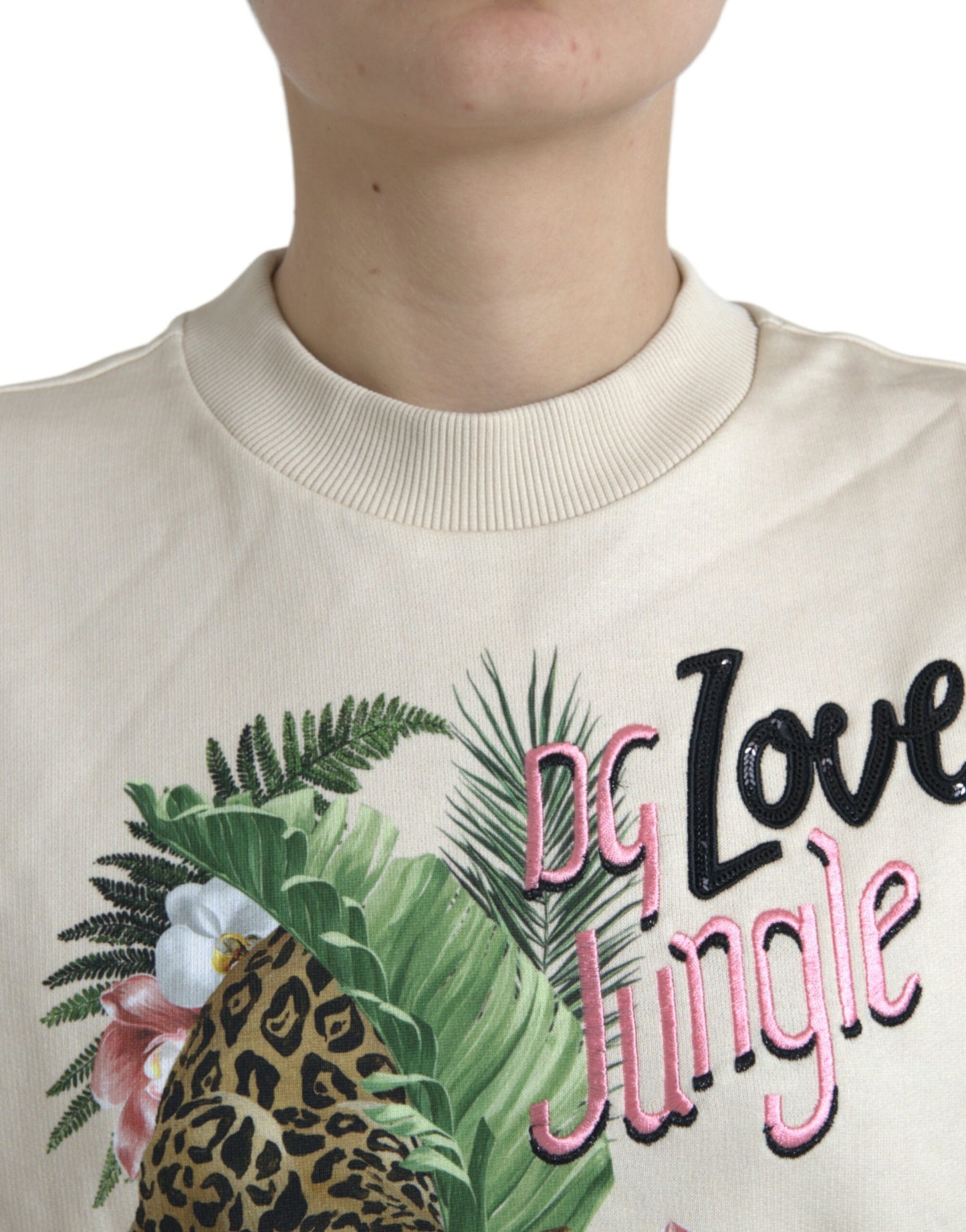 Dolce & Gabbana Elegant Jungle Print Crewneck Sweater Dolce & Gabbana