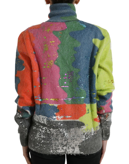 Dolce & Gabbana Multicolor Mohair Turtleneck Casual Sweater Dolce & Gabbana