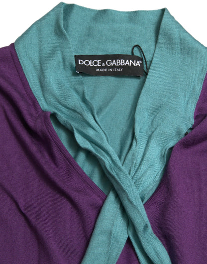 Dolce & Gabbana Multicolor Silk Pussy-bow Sweater Dolce & Gabbana