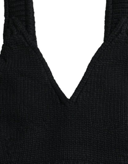 Dolce & Gabbana Elegant Black Cashmere Bustier Crop Top Dolce & Gabbana