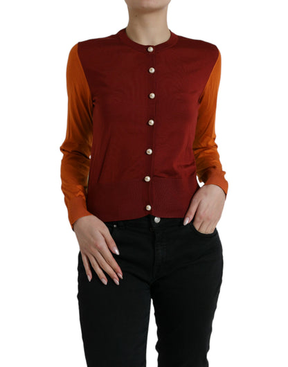 Dolce & Gabbana Elegant Silk Cardigan Sweater in Vibrant Tones Dolce & Gabbana