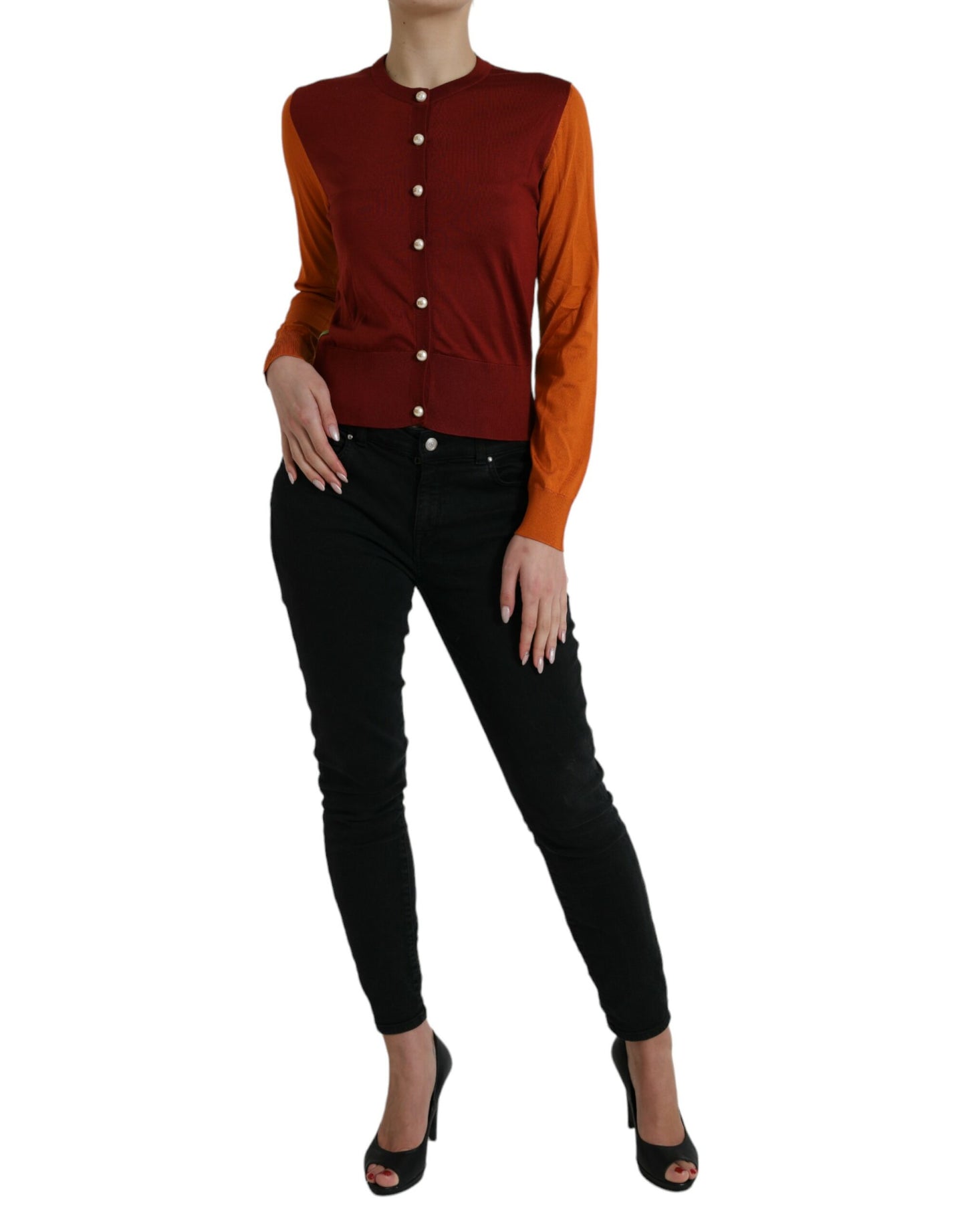 Dolce & Gabbana Elegant Silk Cardigan Sweater in Vibrant Tones Dolce & Gabbana