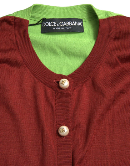 Dolce & Gabbana Elegant Silk Cardigan Sweater in Vibrant Tones Dolce & Gabbana