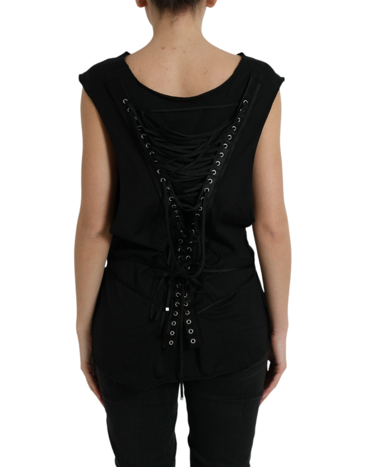 Dolce & Gabbana Elegant Black Round Neck Tank Top Dolce & Gabbana