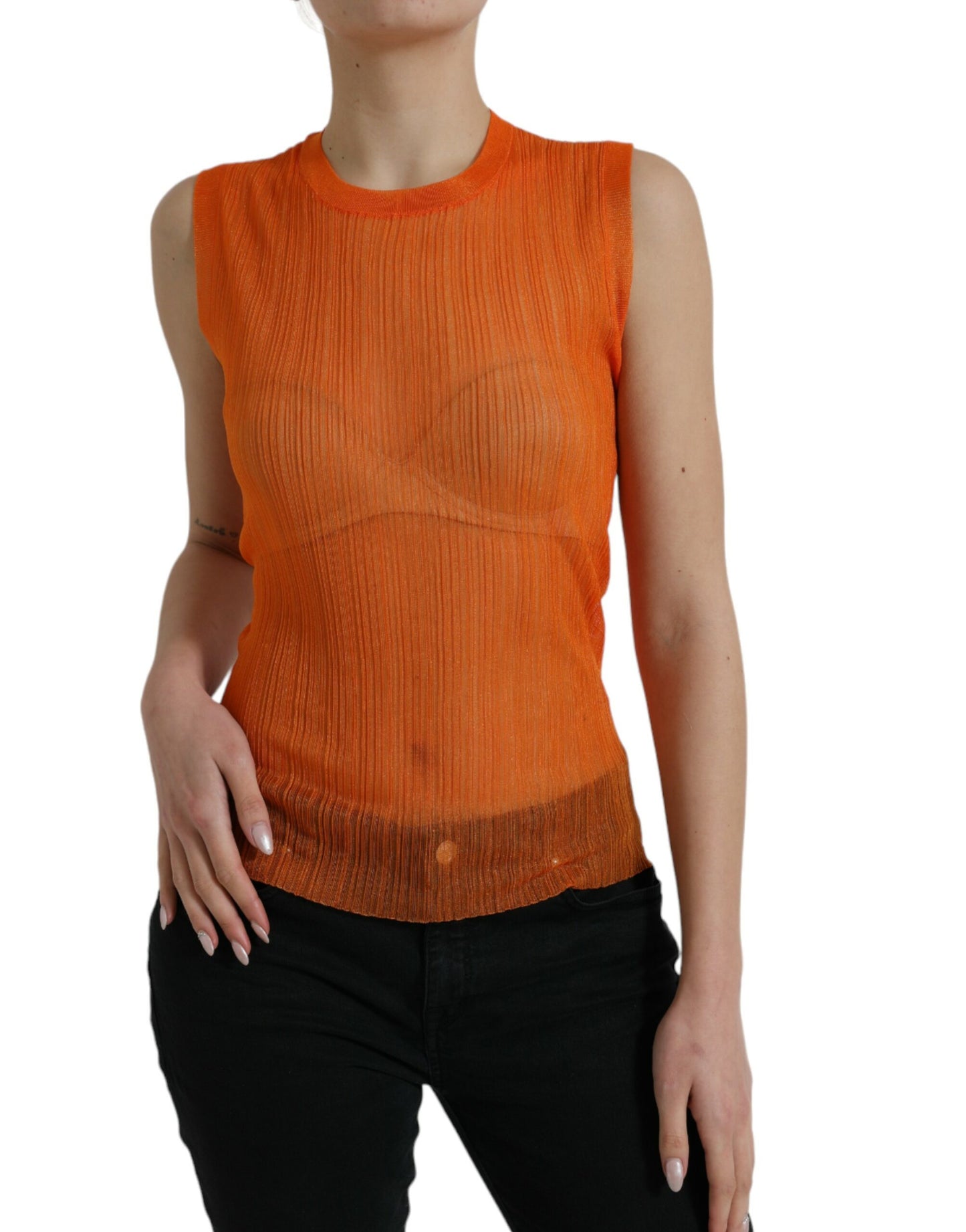 Dolce & Gabbana Chic Orange Crew Neck Tank Top Dolce & Gabbana