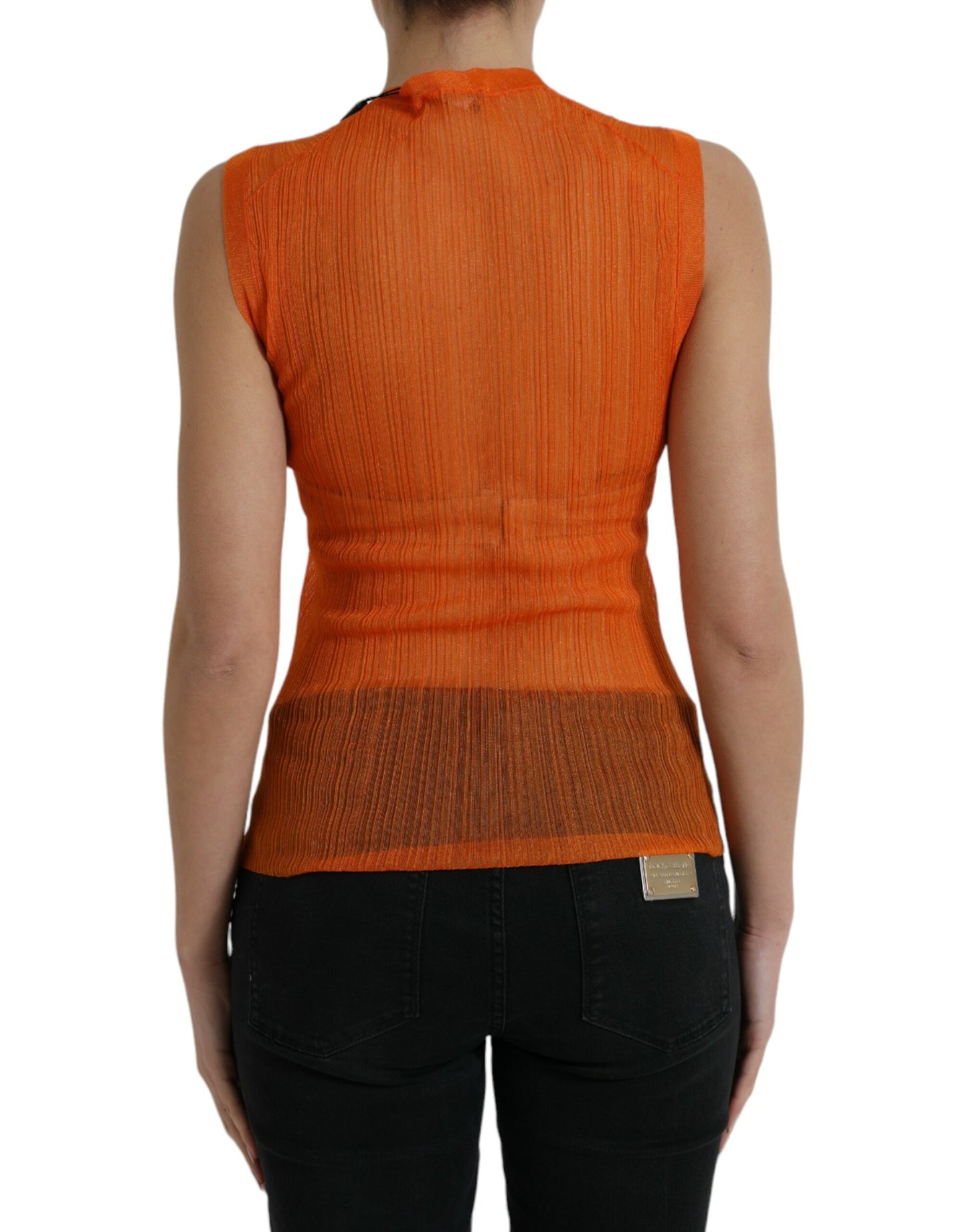 Dolce & Gabbana Chic Orange Crew Neck Tank Top Dolce & Gabbana