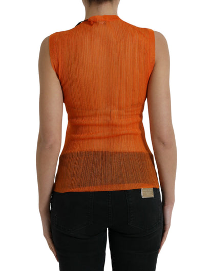 Dolce & Gabbana Chic Orange Crew Neck Tank Top Dolce & Gabbana