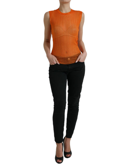 Dolce & Gabbana Chic Orange Crew Neck Tank Top Dolce & Gabbana