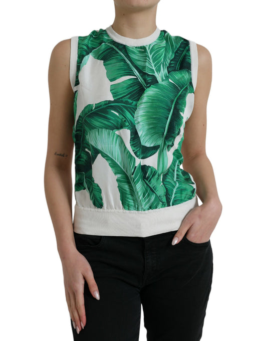 Dolce & Gabbana Silk Banana Leaf Print Tank Top Dolce & Gabbana