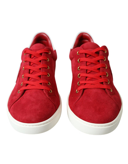 Dolce & Gabbana Elegant Red & White Leather Sneakers Dolce & Gabbana