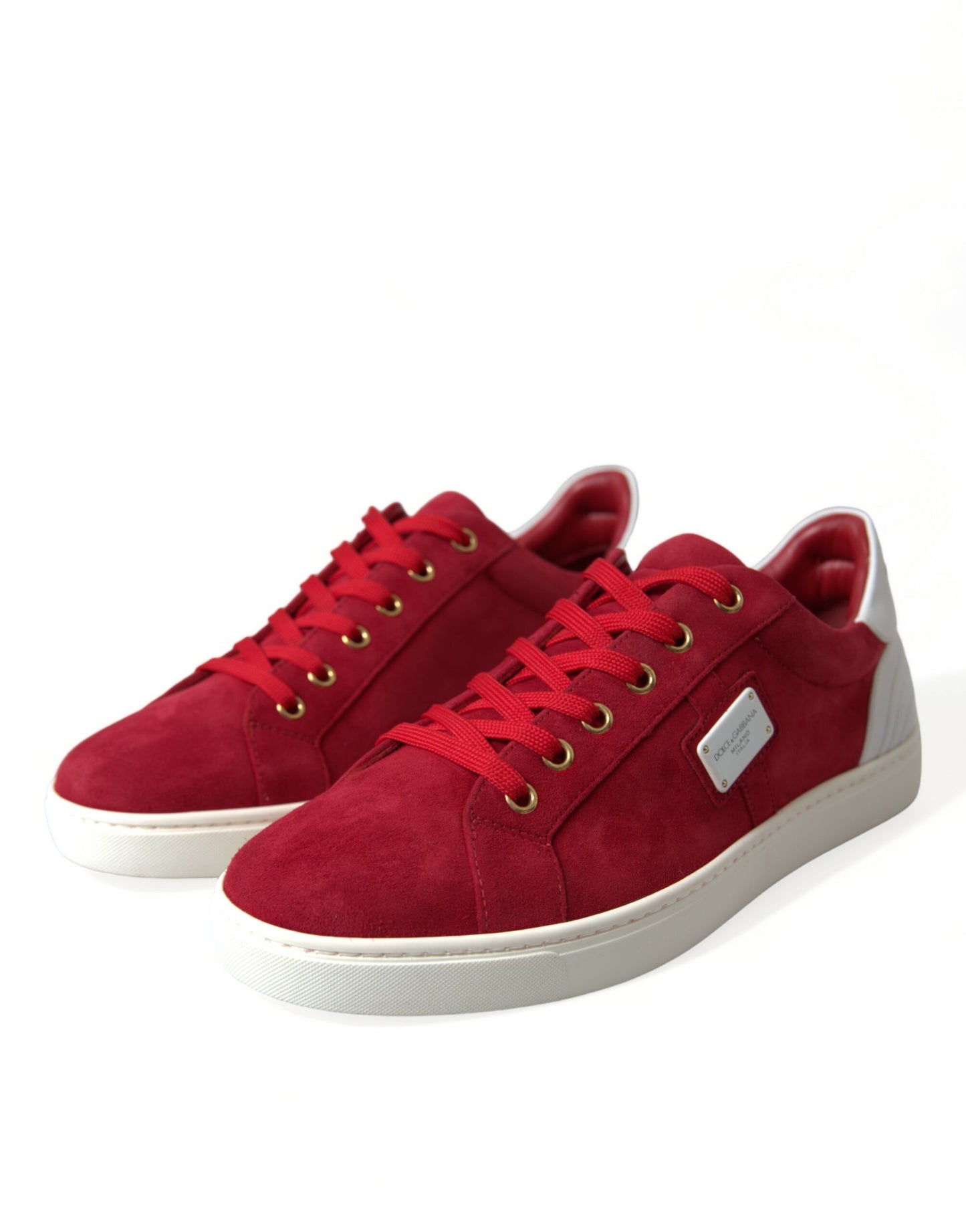 Dolce & Gabbana Elegant Red & White Leather Sneakers Dolce & Gabbana