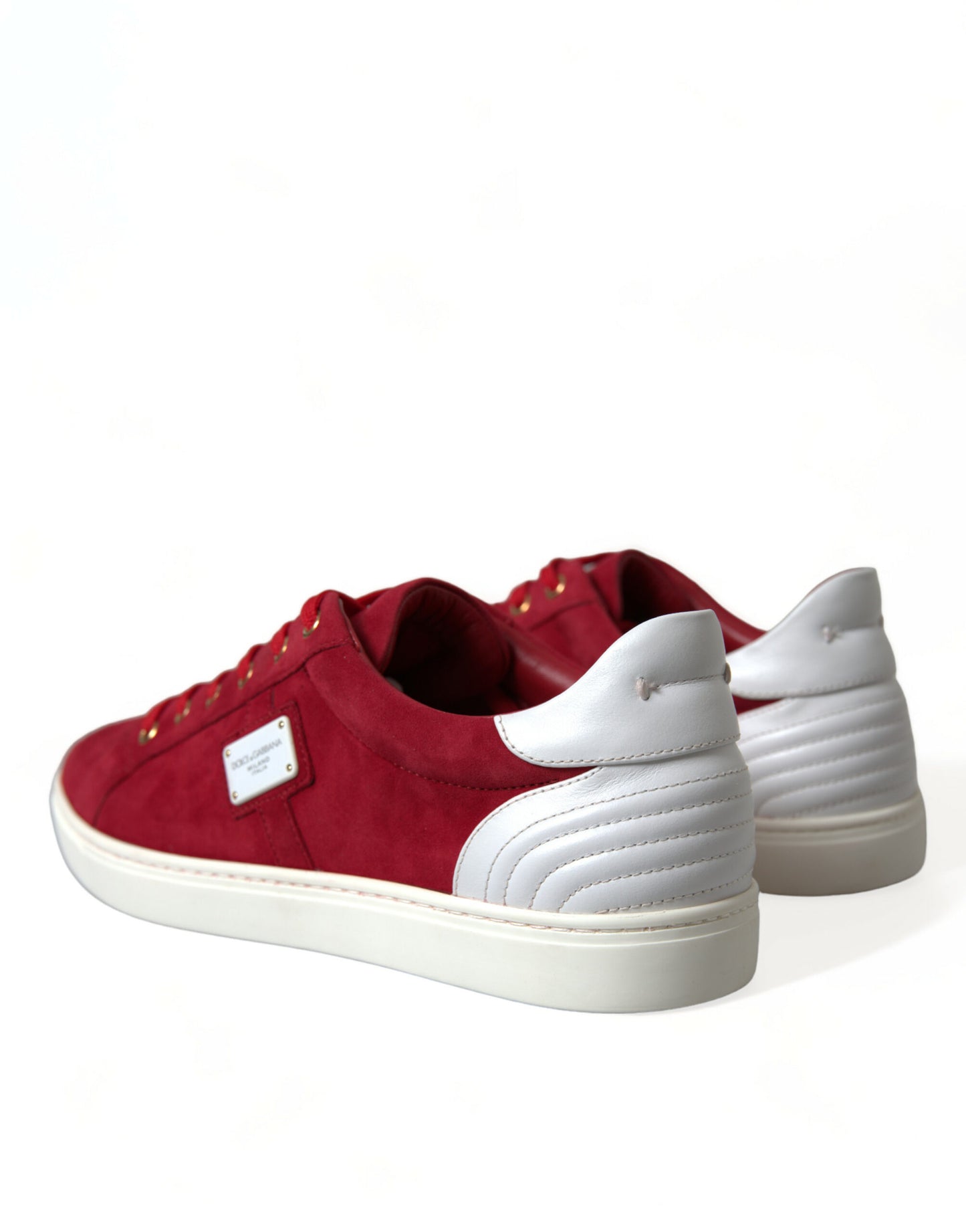 Dolce & Gabbana Elegant Red & White Leather Sneakers Dolce & Gabbana