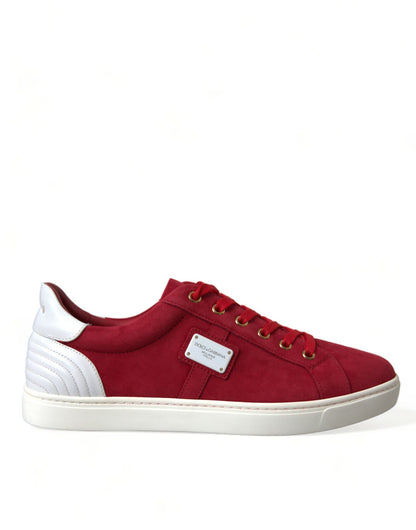 Dolce & Gabbana Elegant Red & White Leather Sneakers Dolce & Gabbana