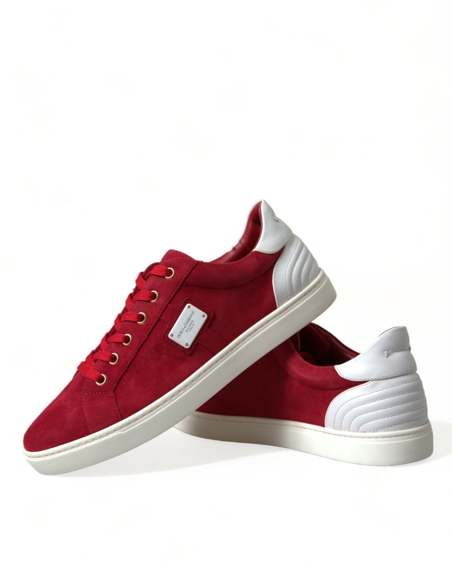 Dolce & Gabbana Elegant Red & White Leather Sneakers Dolce & Gabbana