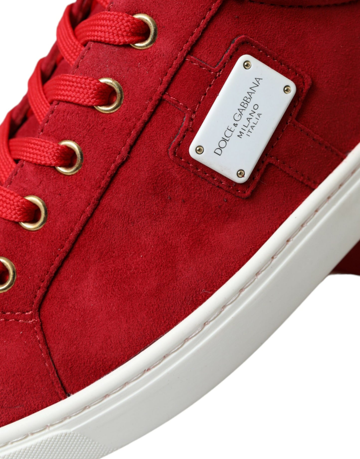 Dolce & Gabbana Elegant Red & White Leather Sneakers Dolce & Gabbana