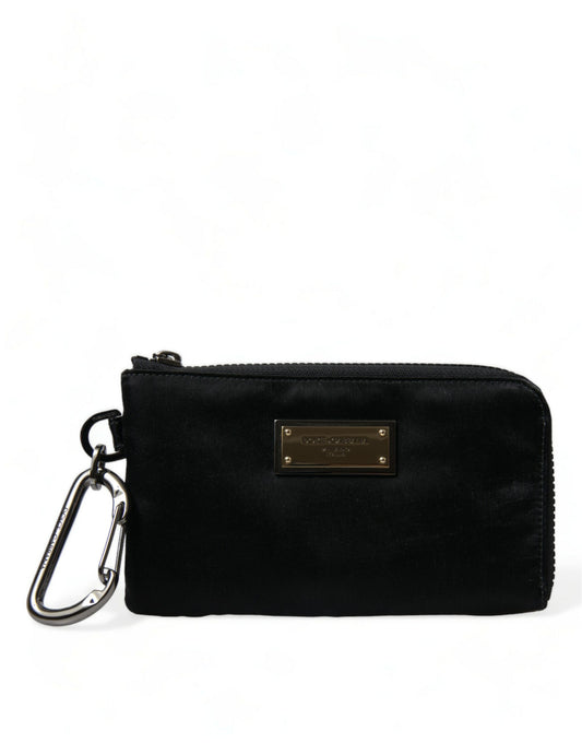 Dolce & Gabbana Elite Black Nylon & Leather Pouch with Logo Detail Dolce & Gabbana