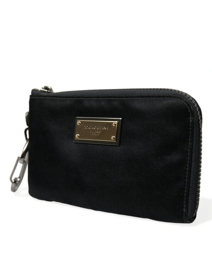 Dolce & Gabbana Elite Black Nylon & Leather Pouch with Logo Detail Dolce & Gabbana