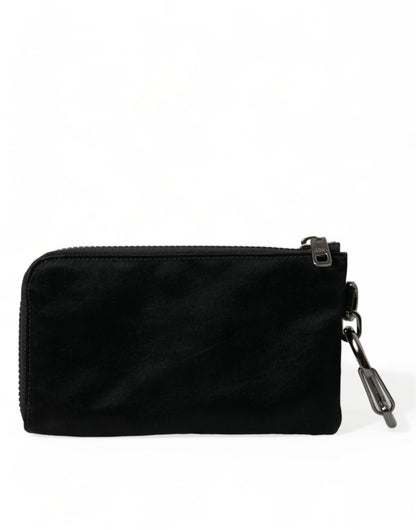 Dolce & Gabbana Elite Black Nylon & Leather Pouch with Logo Detail Dolce & Gabbana