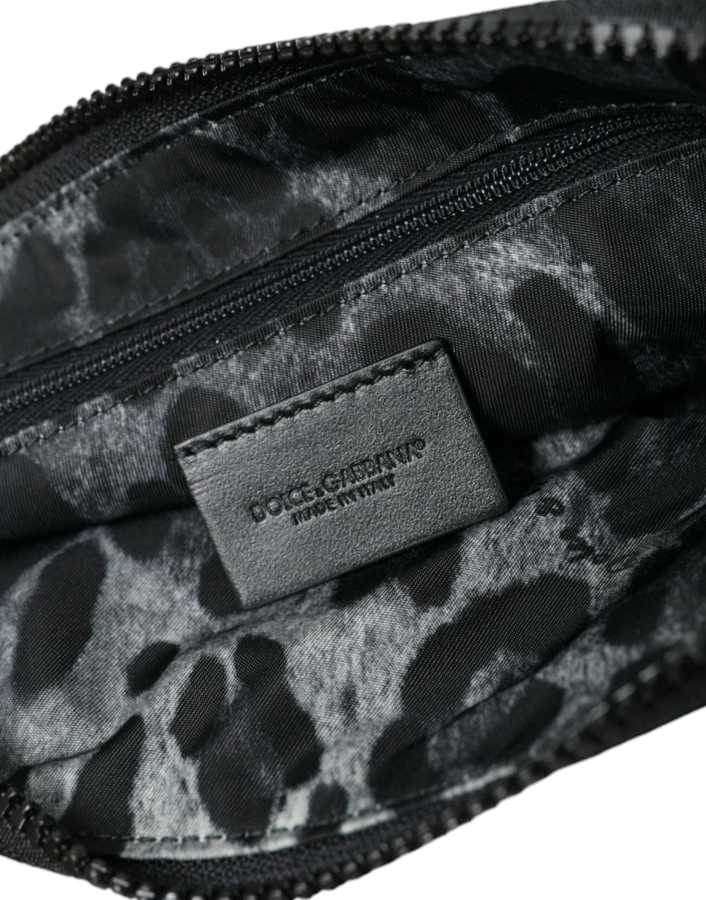 Dolce & Gabbana Elite Black Nylon & Leather Pouch with Logo Detail Dolce & Gabbana