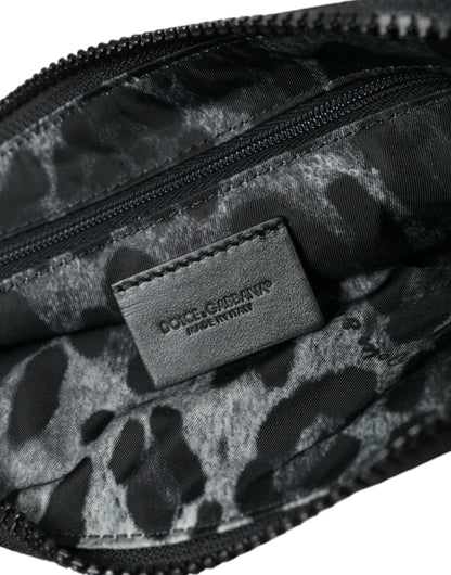 Dolce & Gabbana Elite Black Nylon & Leather Pouch with Logo Detail Dolce & Gabbana