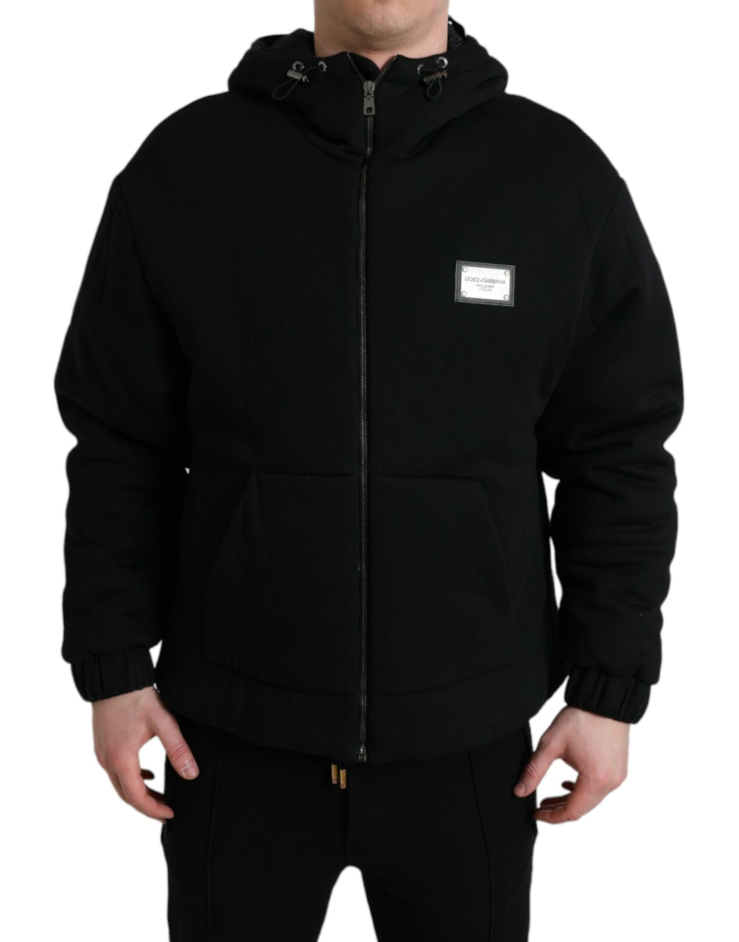 Dolce & Gabbana Elegant Black Bomber Jacket with Hood Dolce & Gabbana