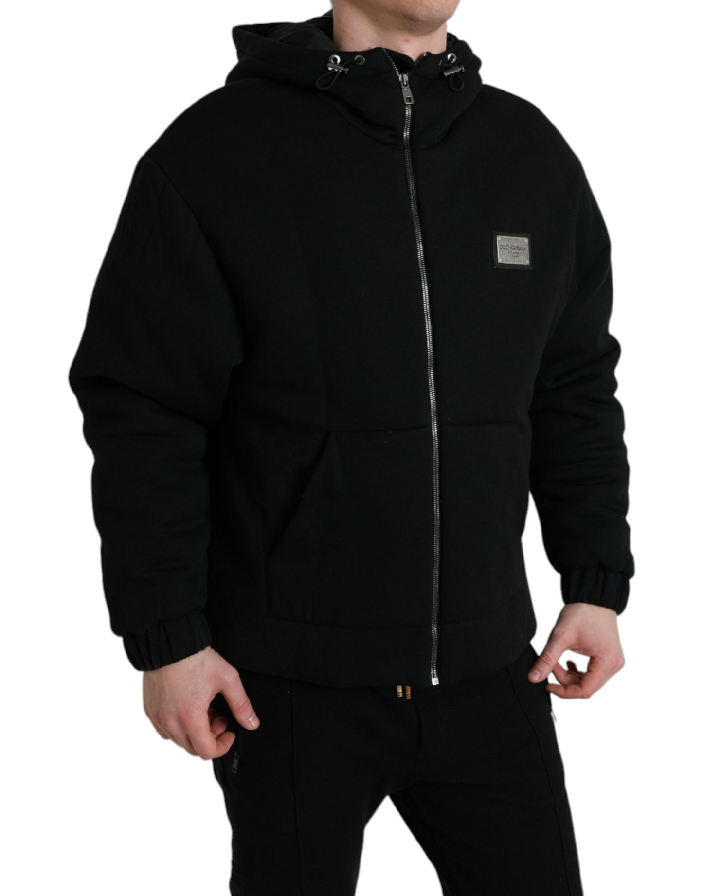 Dolce & Gabbana Elegant Black Bomber Jacket with Hood Dolce & Gabbana