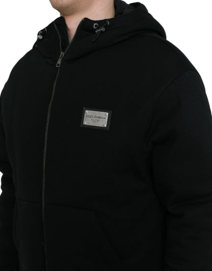 Dolce & Gabbana Elegant Black Bomber Jacket with Hood Dolce & Gabbana