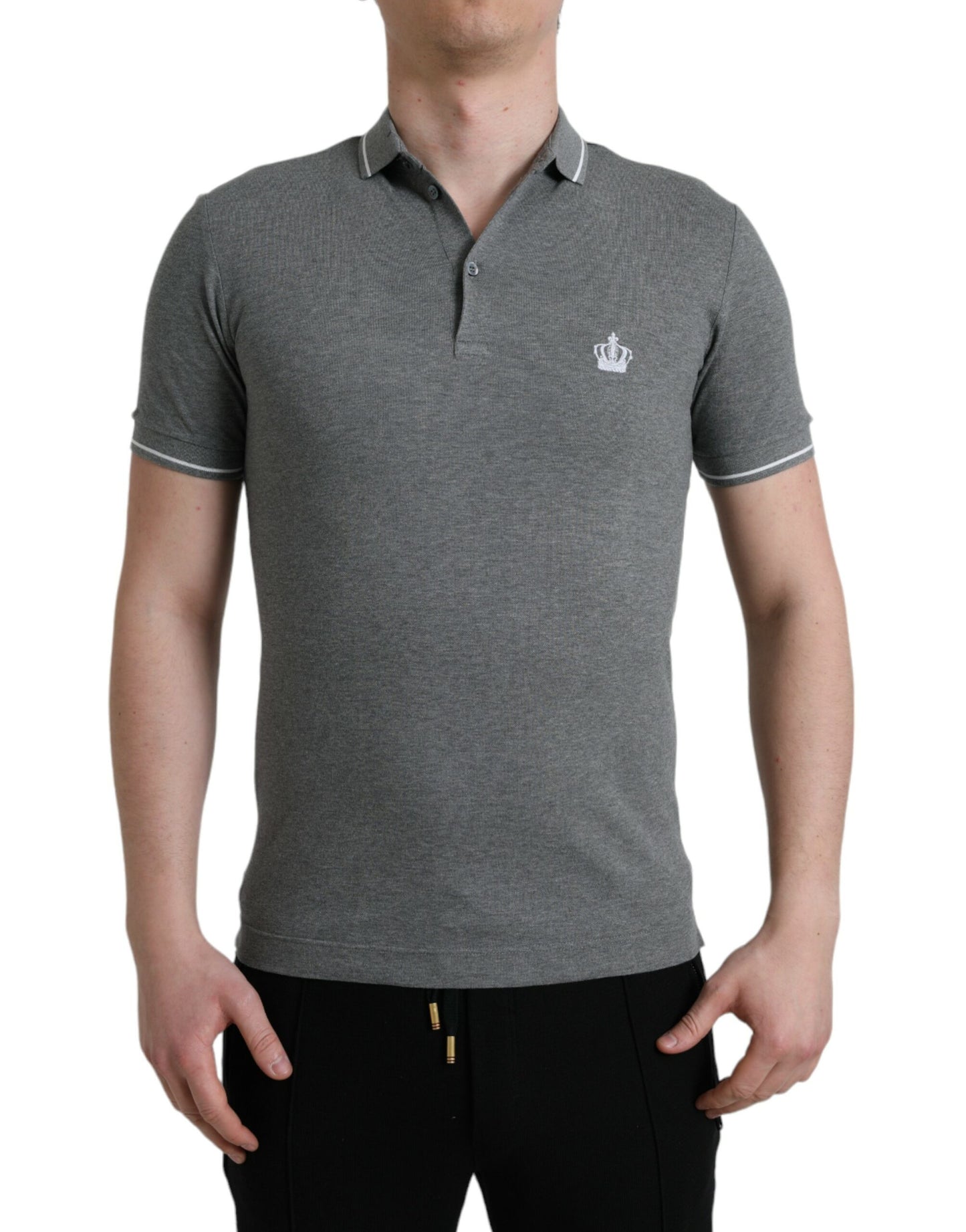 Dolce & Gabbana Elegant Grey Cotton Polo T-Shirt Dolce & Gabbana