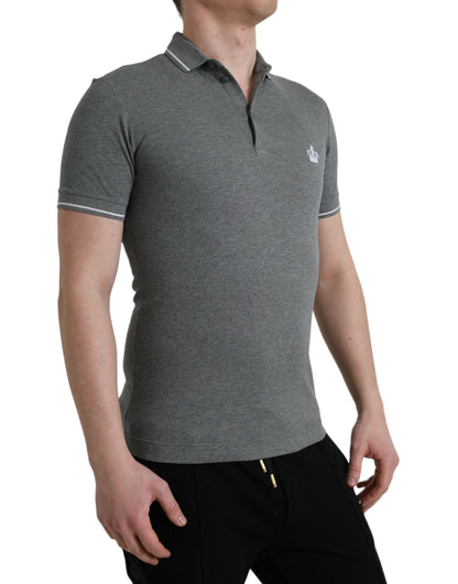 Dolce & Gabbana Elegant Grey Cotton Polo T-Shirt Dolce & Gabbana