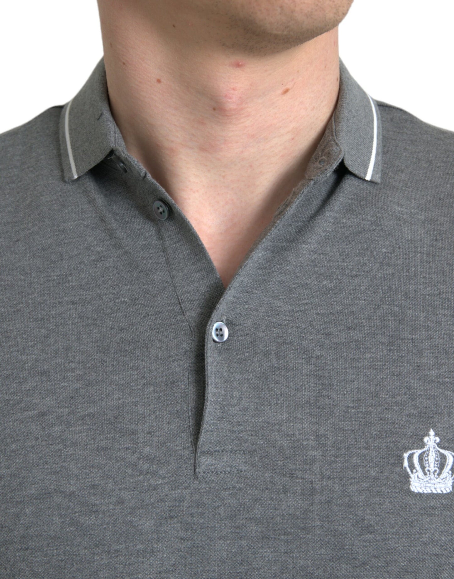 Dolce & Gabbana Elegant Grey Cotton Polo T-Shirt Dolce & Gabbana