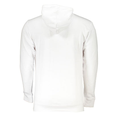 Cavalli Class Elegant White Hooded Sweatshirt with Logo Print Cavalli Class