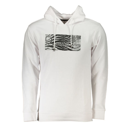 Cavalli Class White Brushed Logo Sweatshirt with Hood Cavalli Class