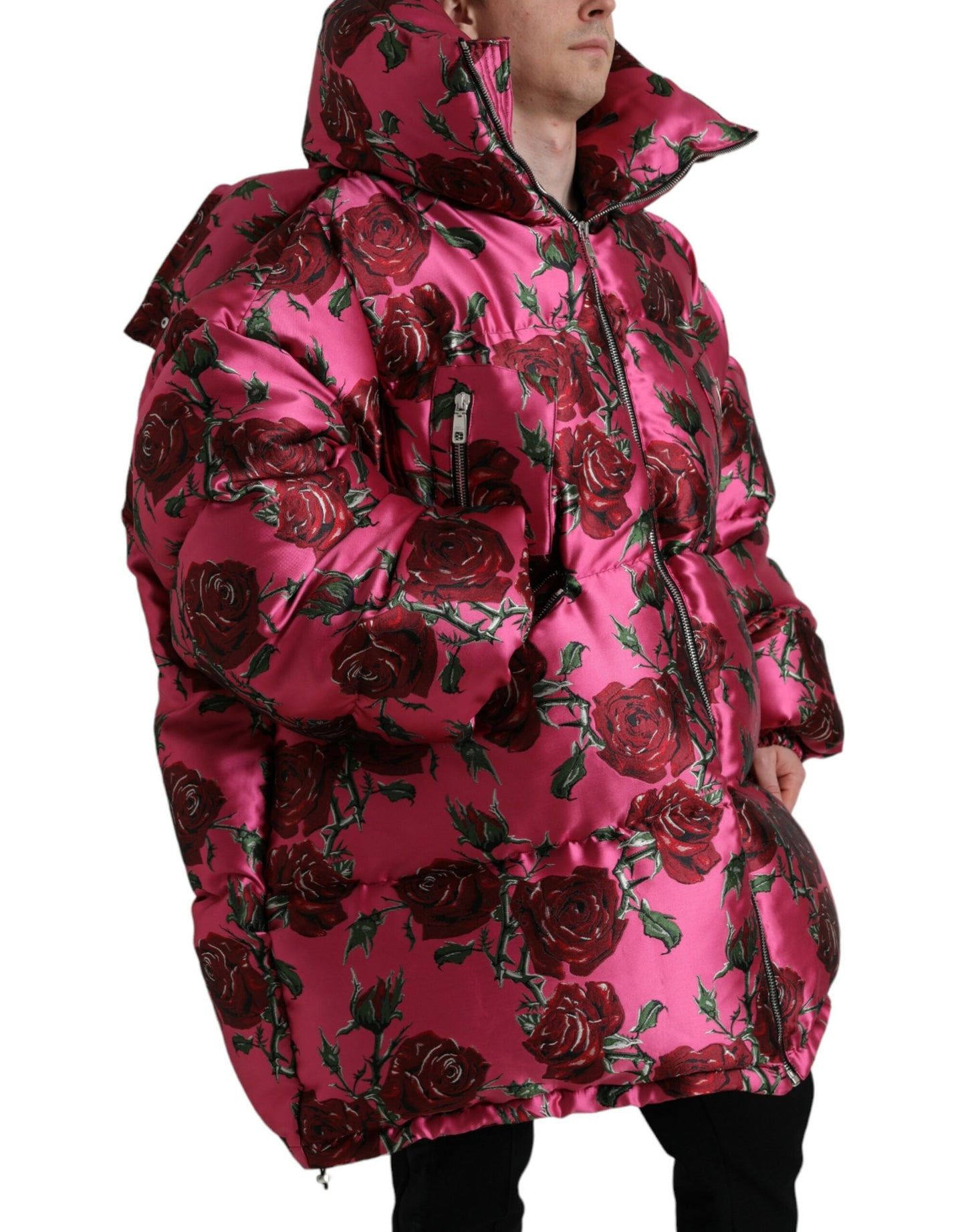 Dolce & Gabbana Elegant Rose Print Quilted Jacket Dolce & Gabbana