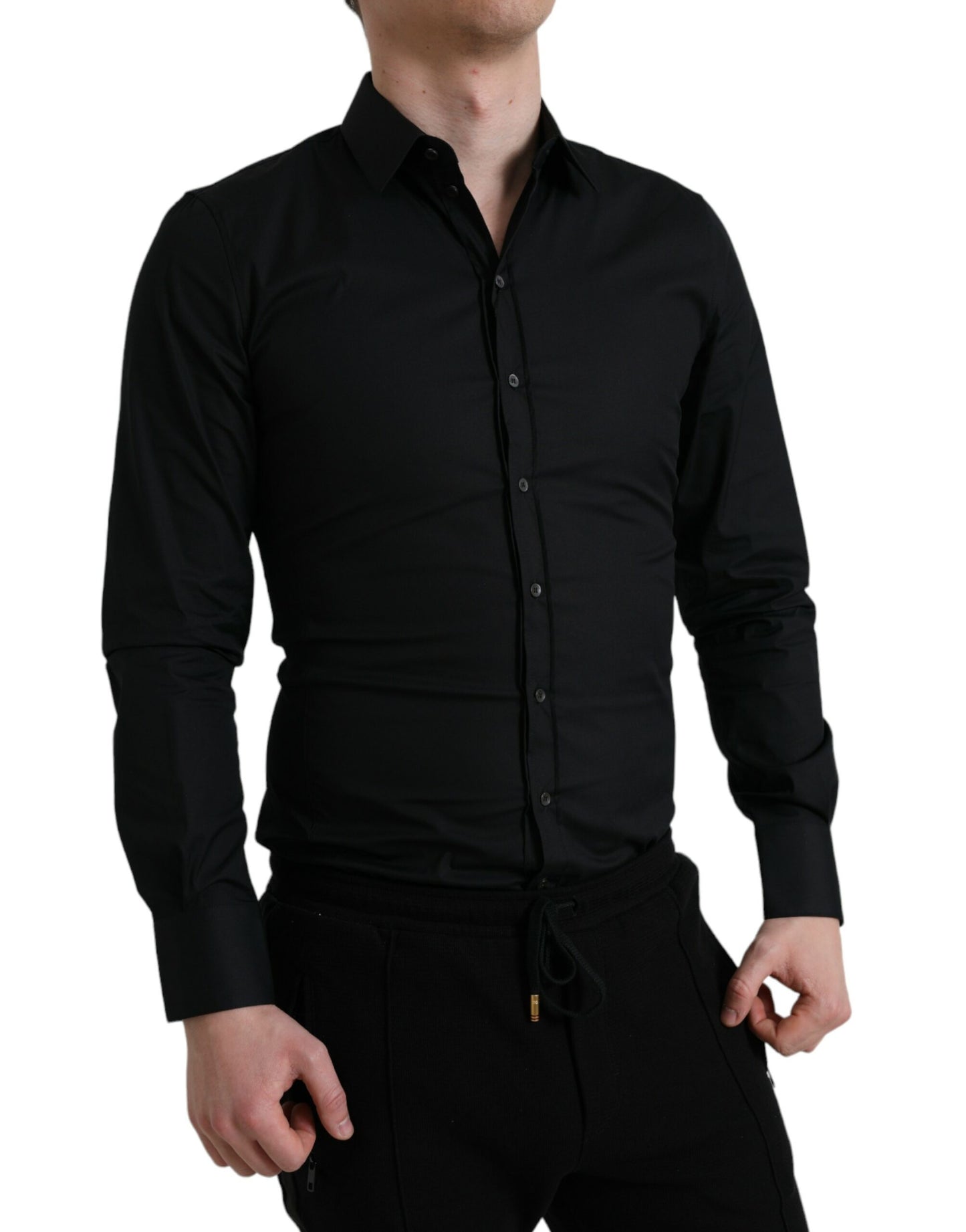 Dolce & Gabbana Elegant Black Slim Fit Italian Dress Shirt Dolce & Gabbana