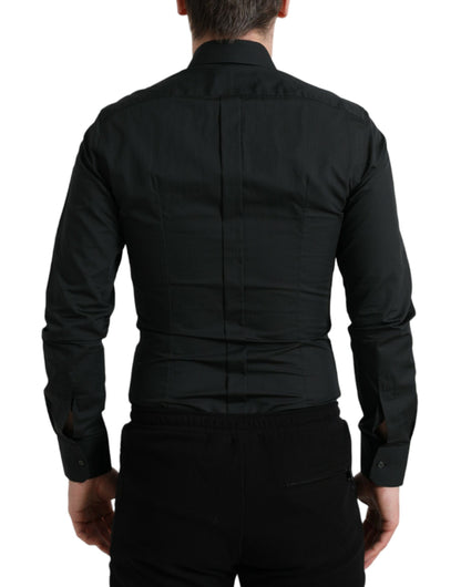 Dolce & Gabbana Elegant Slim Black Silk Blend Dress Shirt Dolce & Gabbana