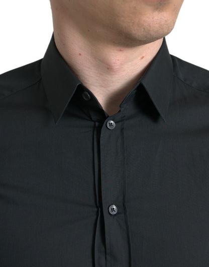 Dolce & Gabbana Elegant Slim Black Silk Blend Dress Shirt Dolce & Gabbana