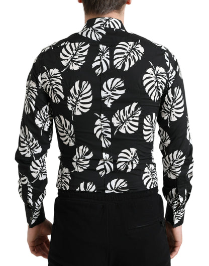 Dolce & Gabbana Elegant Leaf Print Slim Fit Dress Shirt Dolce & Gabbana