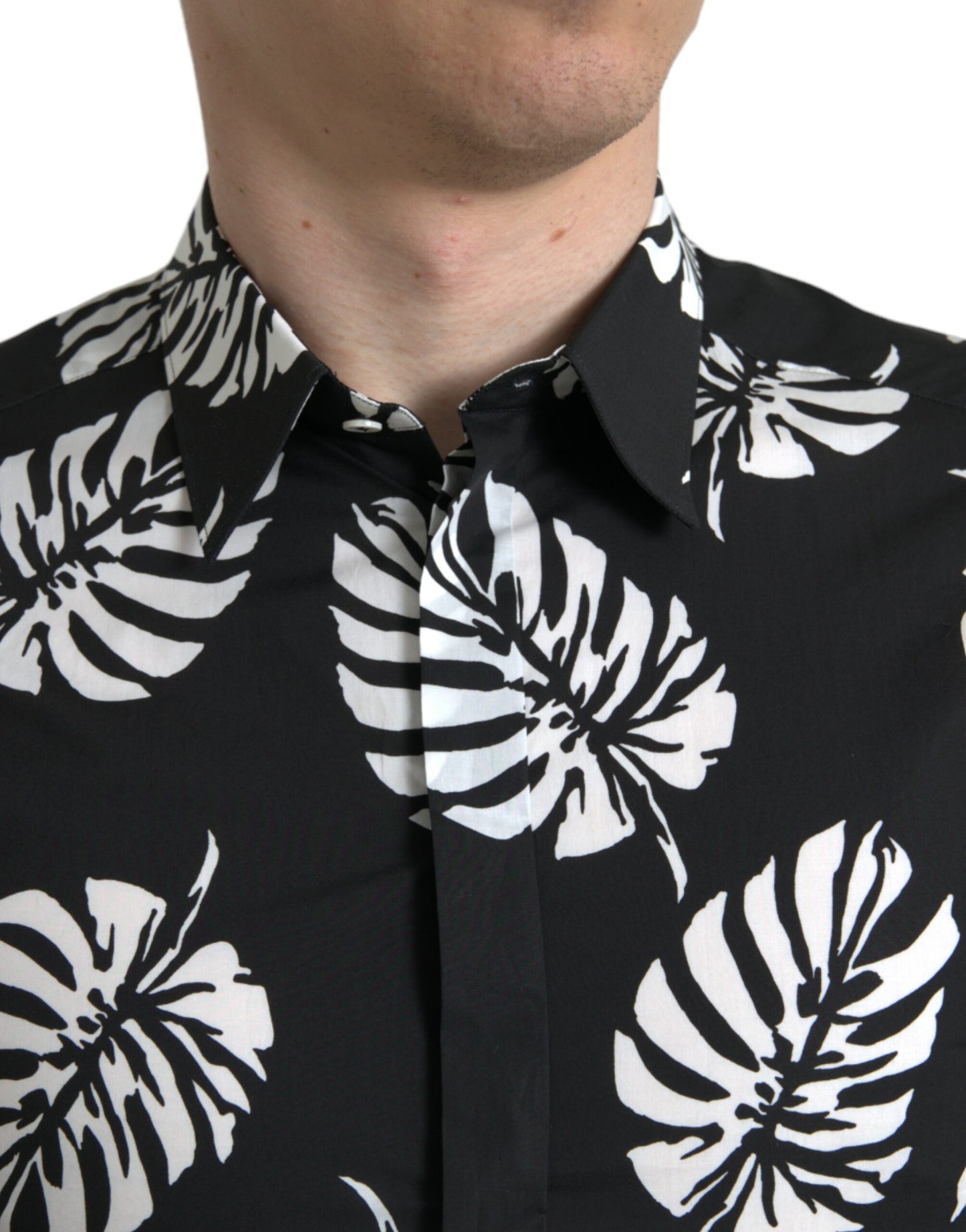 Dolce & Gabbana Elegant Leaf Print Slim Fit Dress Shirt Dolce & Gabbana