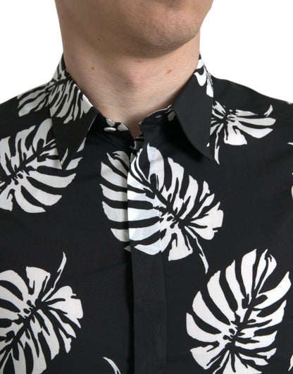 Dolce & Gabbana Elegant Leaf Print Slim Fit Dress Shirt Dolce & Gabbana