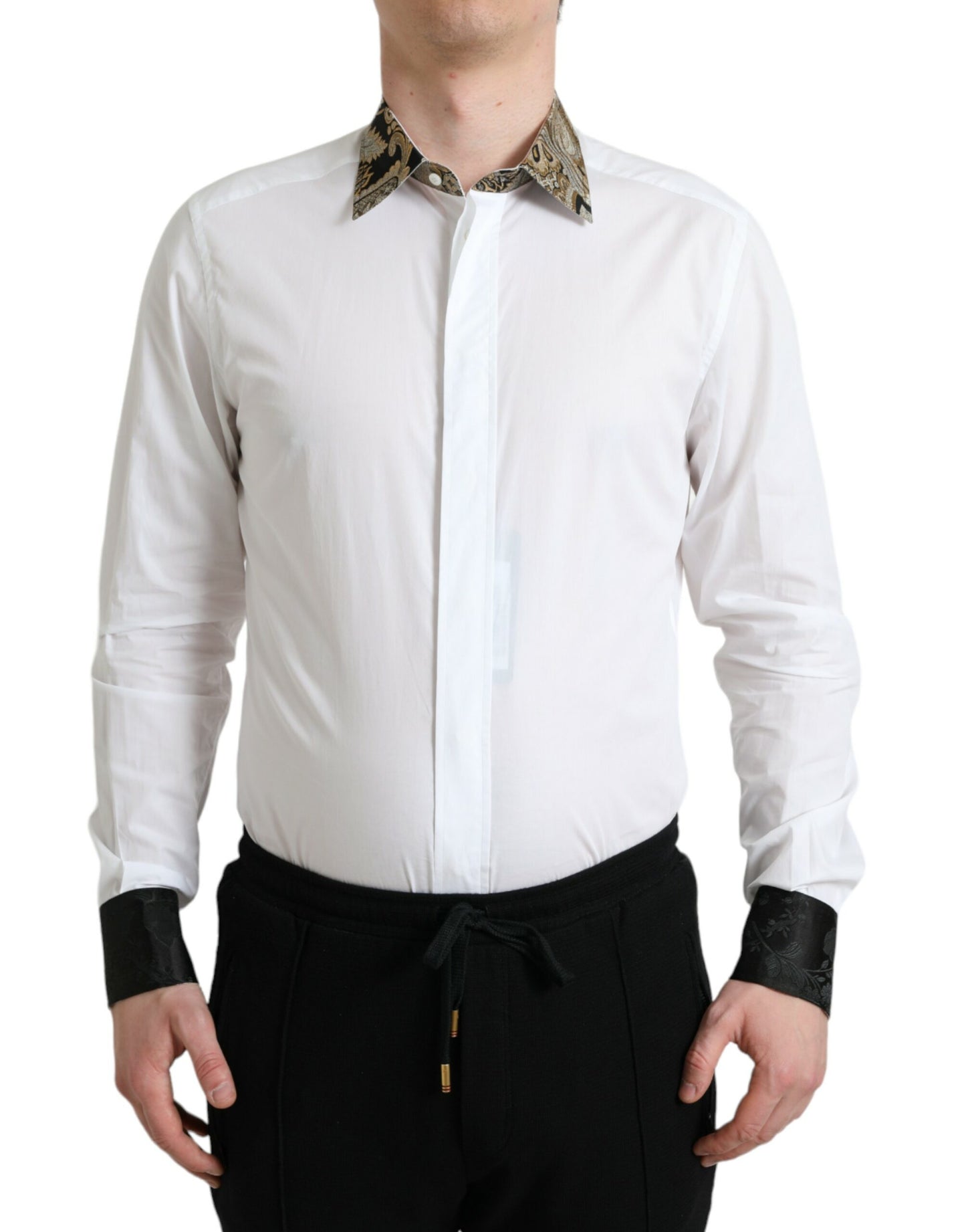 Dolce & Gabbana Elegant Gold Detail Dress Shirt Dolce & Gabbana