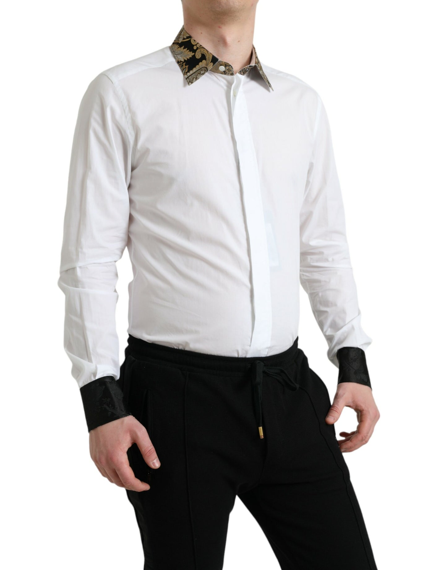 Dolce & Gabbana Elegant Gold Detail Dress Shirt Dolce & Gabbana