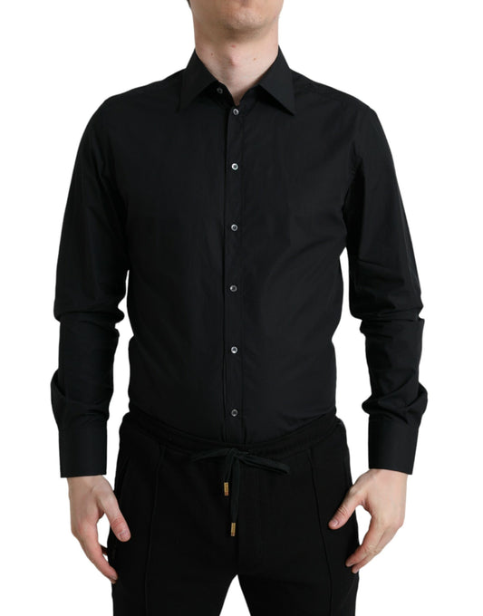 Dolce & Gabbana Sleek Black Slim Fit Italian Dress Shirt Dolce & Gabbana