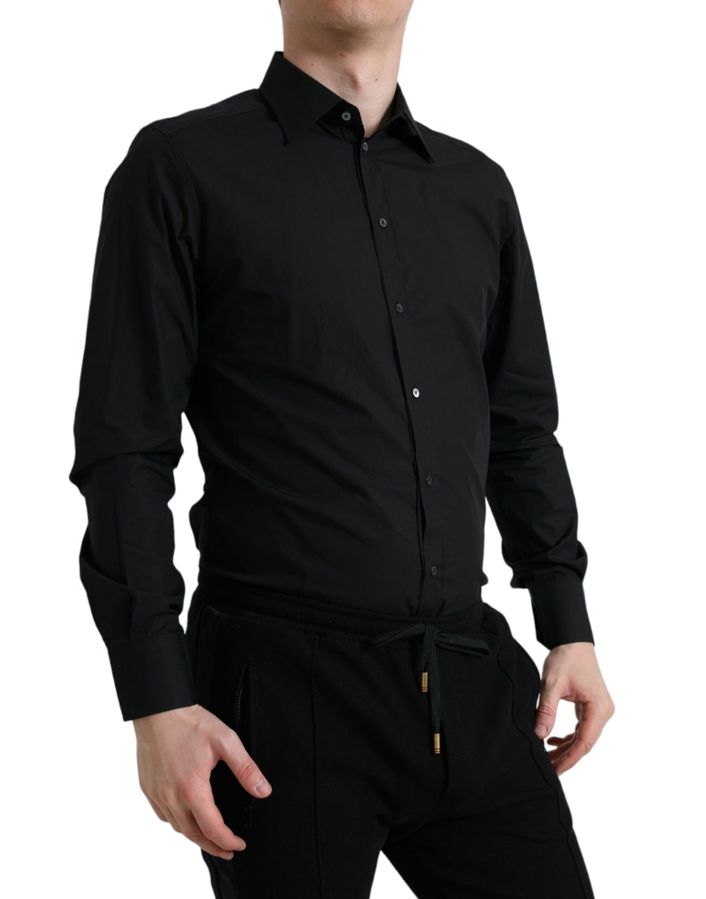 Dolce & Gabbana Sleek Black Slim Fit Italian Dress Shirt Dolce & Gabbana