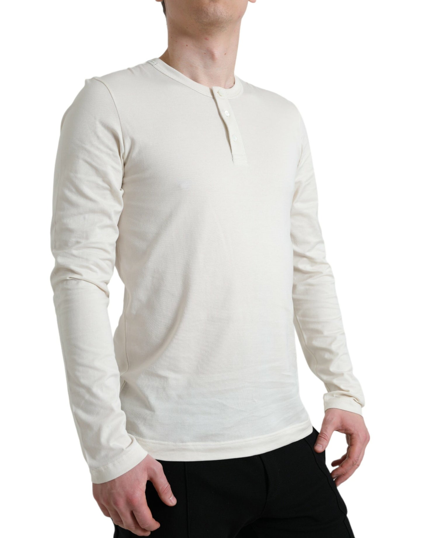 Dolce & Gabbana Elegant Off White Cotton Sweater Dolce & Gabbana