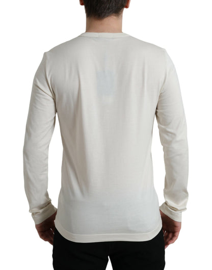 Dolce & Gabbana Elegant Off White Cotton Sweater Dolce & Gabbana