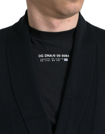 Dolce & Gabbana Elegant Black Cashmere Robe with Waist Belt Dolce & Gabbana