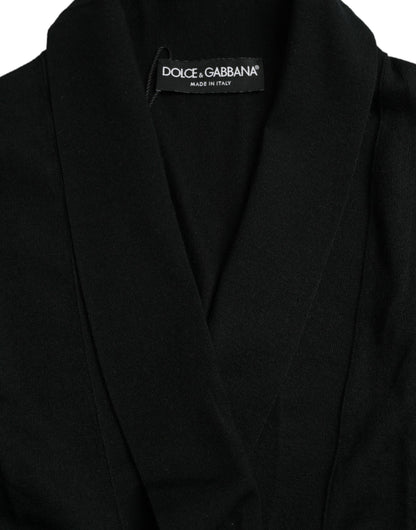 Dolce & Gabbana Elegant Black Cashmere Robe with Waist Belt Dolce & Gabbana