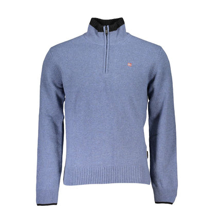 Napapijri Chic Blue Half-Zip Sweater with Contrast Details Napapijri