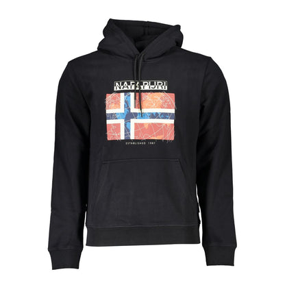 Napapijri Sleek Hooded Fleece Sweatshirt in Black Napapijri