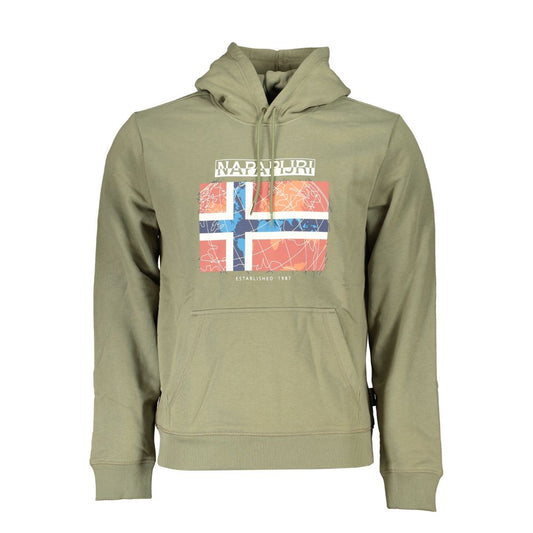 Napapijri Green Fleece Hooded Sweatshirt with Logo Napapijri